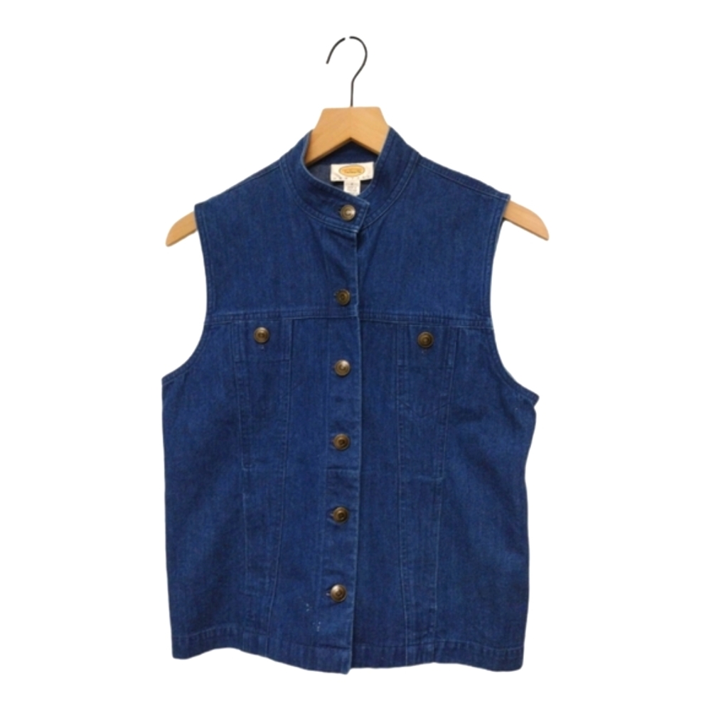 Talbots Petites Denim Cotton Jean Jacket Vest Size Small
